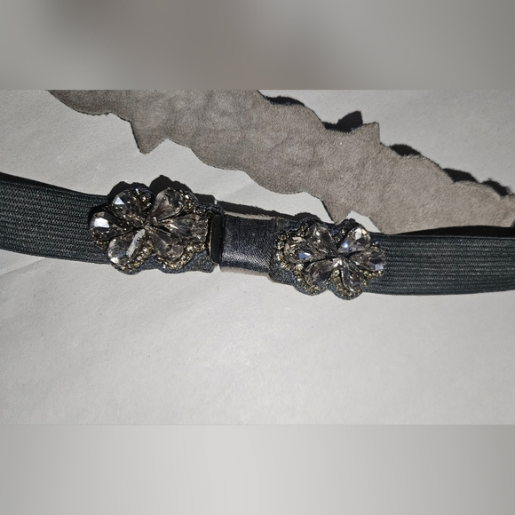 Deepa Gurnani Crystal Embellished Skinny Belt Elastic S/M Boho Glam Statement main image 4